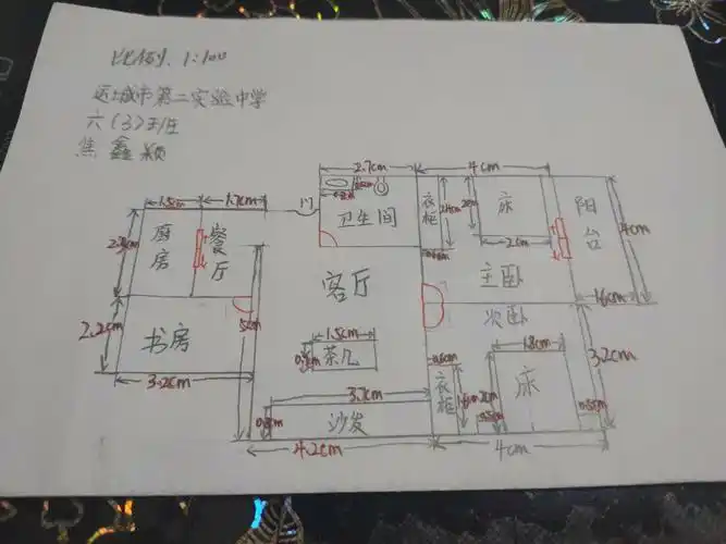 实验中学六年级 "疫情中的玩转数学"主题实践活动——绘制家庭平面图