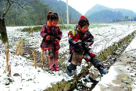 雪中穿着凉鞋上学 "火炉女孩"让人心疼【组图】