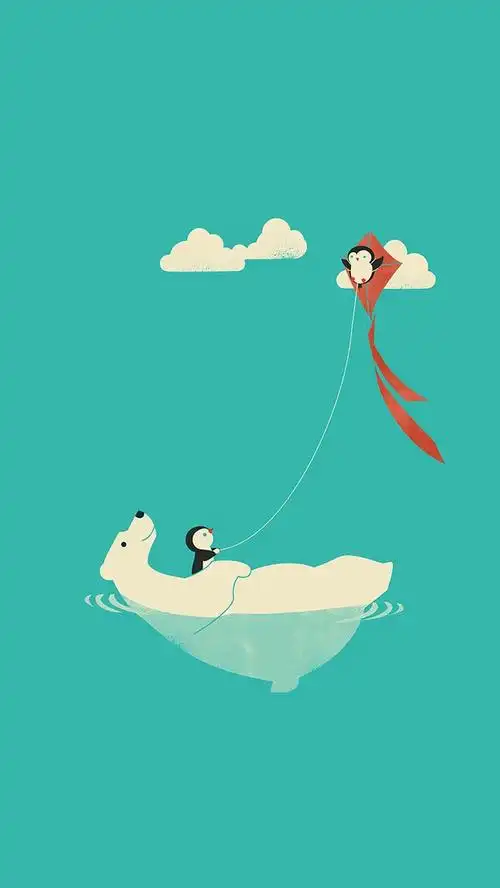 手绘卡通可爱北极熊h5背景