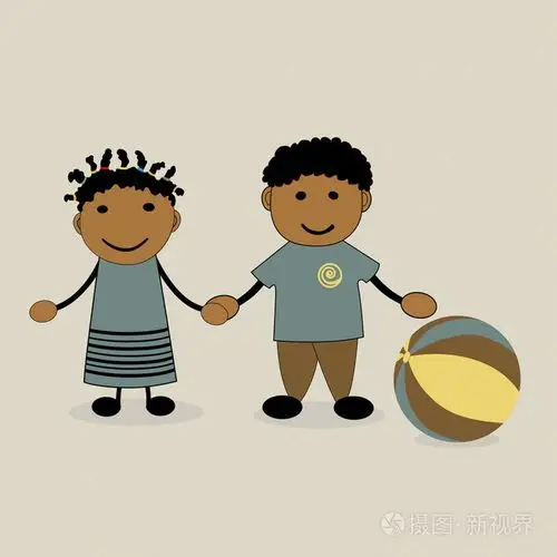 两个可爱的孩子们用球