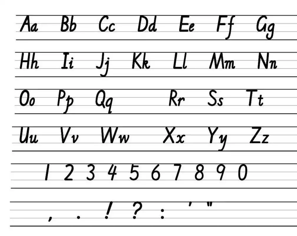 26个字母的书写 小学英语26个字母书写表,包括数字和标点符号