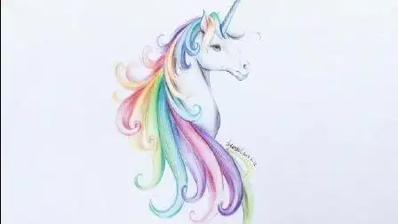 如何给独角兽设计一款炫彩的发型, 彩铅手绘绘画过程