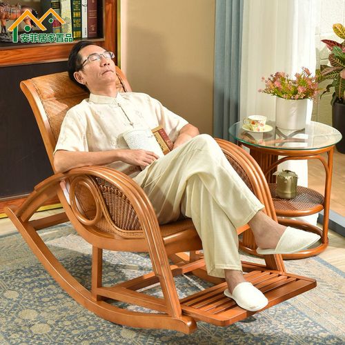 摇椅藤椅躺椅大人藤编摇摇椅家用老人午睡逍遥椅阳台休闲实木椅子