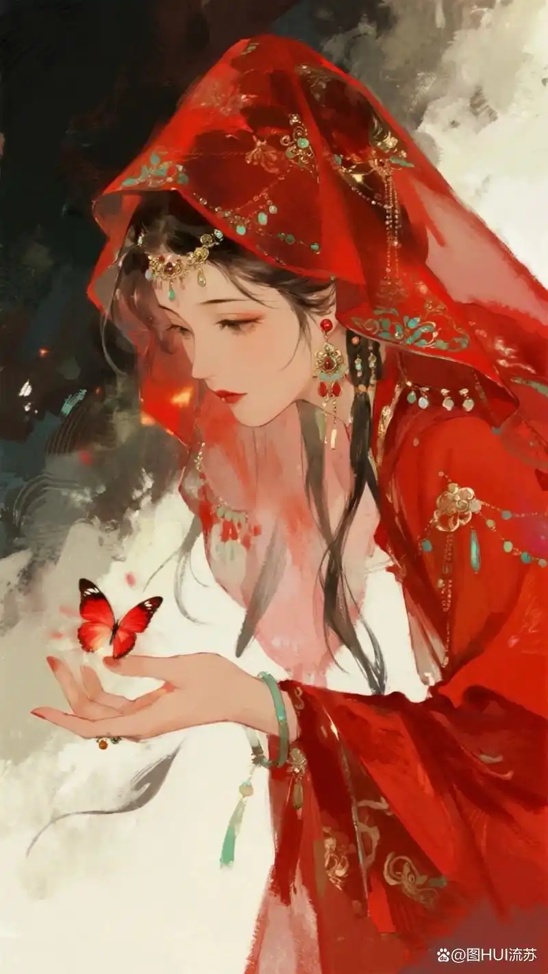 古风系红衣美人头像壁纸