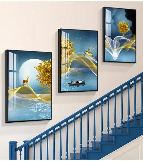 京茂现代简约楼梯间装饰画楼道挂画复式走廊过道客厅沙发背景墙面壁画