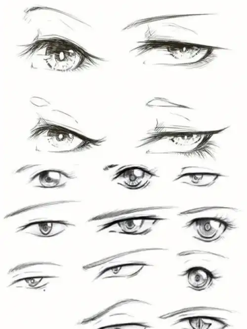 线稿分享画到爆肝的100眼睛素材图