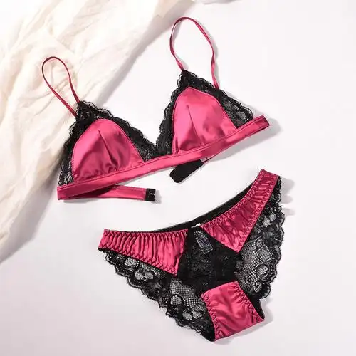 欧美镂空舒适钢圈内衣法式性感丝边蕾丝套装文胸套装