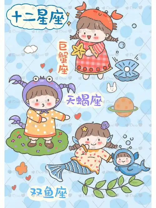十二星座拟人#十二星座  #绘画  #画画日常
