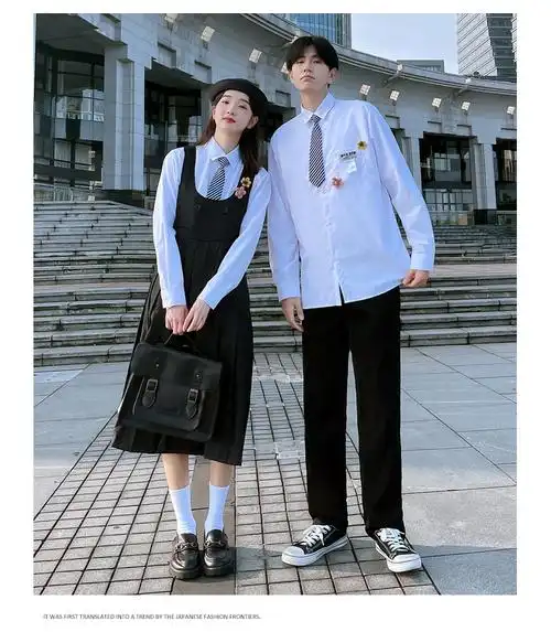 【实拍】dk衬衫百褶裙套装学生班服英伦学院风校服jk制服基础款春秋