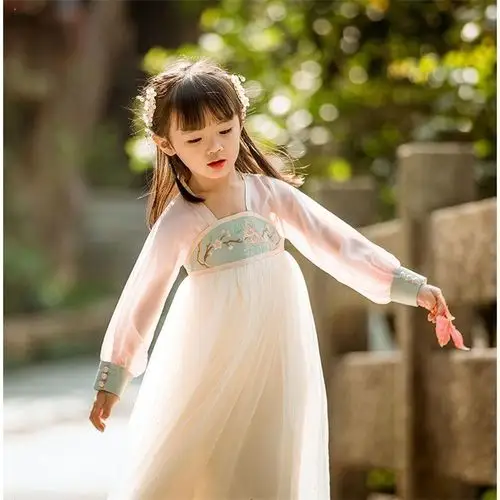 萌乎原创儿童汉服女童古装超仙春秋改良襦裙民族服装