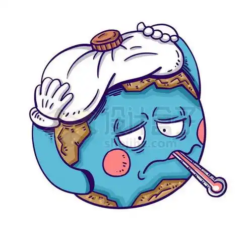 生病发热的卡通地球保护地球插画3965732免抠图片素材 科学地理-第1张