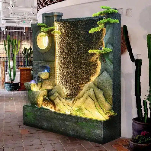 水幕幕墙流水屏风大型鱼池景观入户花园庭院摆件