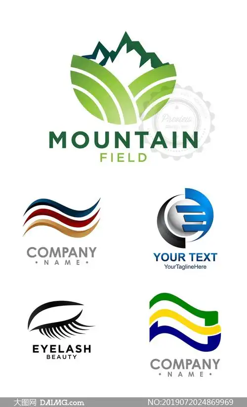 高山农田与线条等标志设计矢量素材