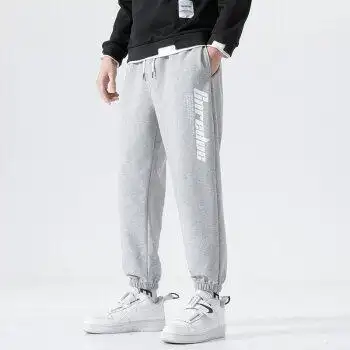 棉运动裤男青年学生篮球长裤春秋款针织裤束脚裤子休闲裤卫裤男灰色l