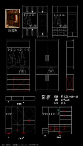 原创设计稿 cad图库 室内装修 cad各类鞋柜图纸 素材描述:红动网提供