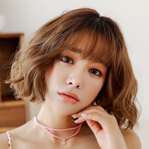 韩国假发女薄刘海玉米烫短卷发日系泡面卷bobo头短发假发头套