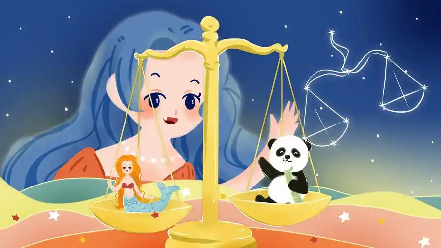可爱的天秤座女孩插画