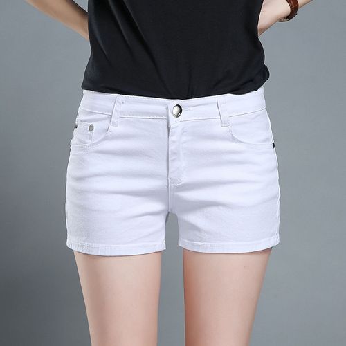 恺吉锐夏季新款白色牛仔短裤女弹力修身显瘦夏天休闲直筒三分热裤