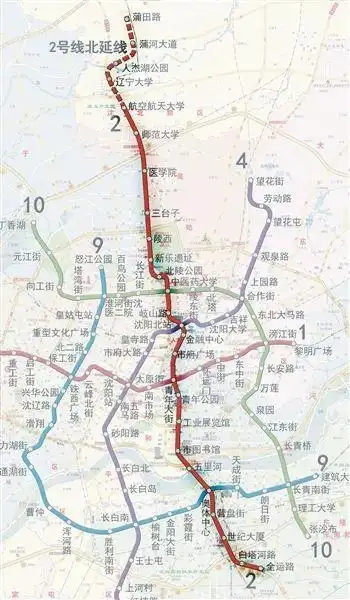 家住附近的沈阳人收到这张地图,沈阳地铁线路规划图滂江街站:1号线和