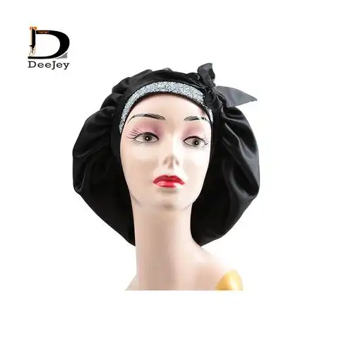 国际站热卖色丁软布睡帽浴帽假发头巾定制logo睡帽