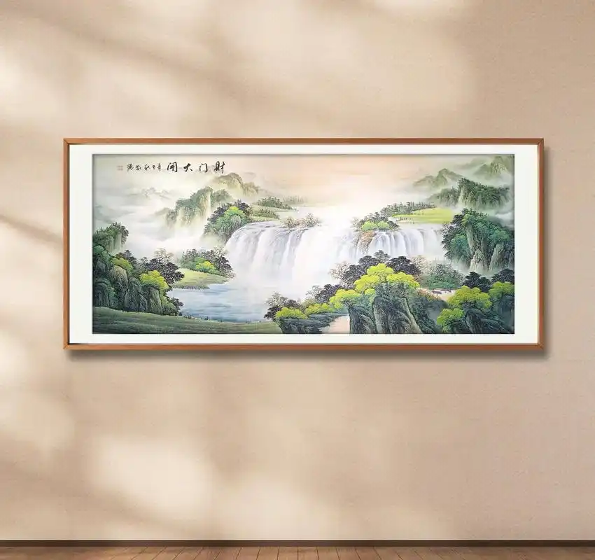 #抖音图文来了 精品办公室山水画家居装饰画纯手绘真迹聚财画财 - 抖