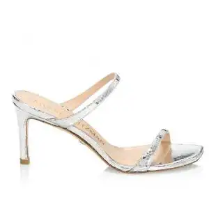 stuart weitzman银白金属色一字带凉鞋,码全