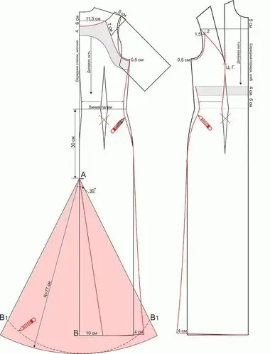 大长摆礼服裙的结构图纸参考