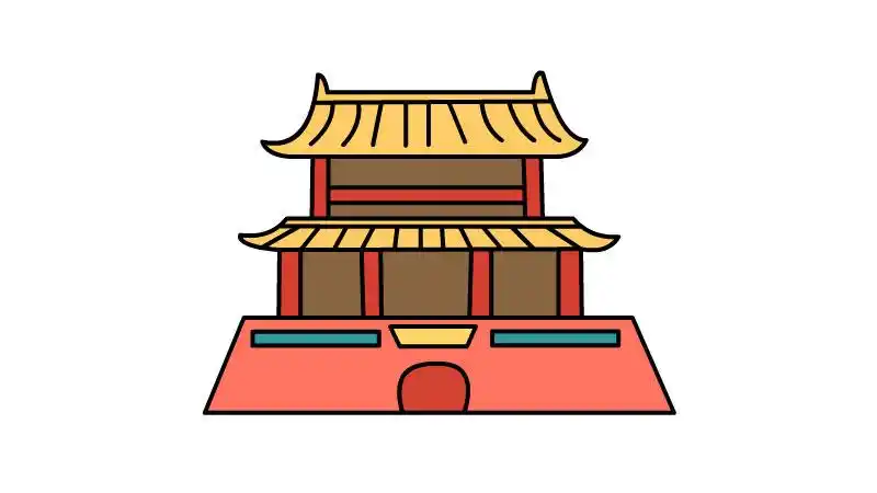 故宫简笔画图片带颜色 故宫的画法-养娃家