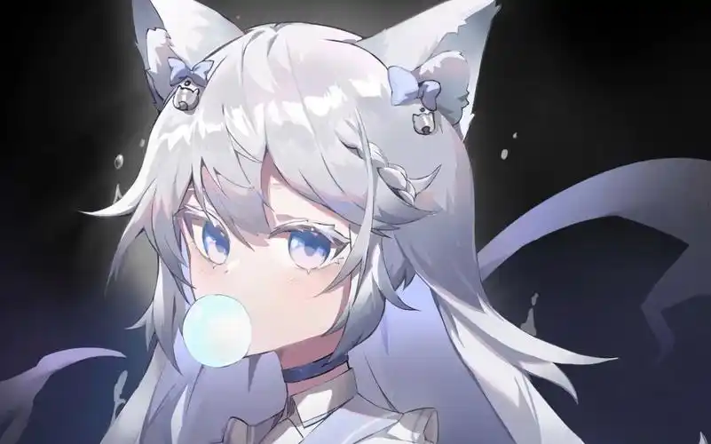 吹泡泡的猫耳白毛美少女居然是我女儿.