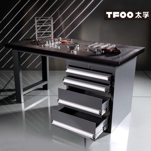 太孚 带大容量工具收纳抽屉柜钢板台面钳工台 铁灰色重型工作台