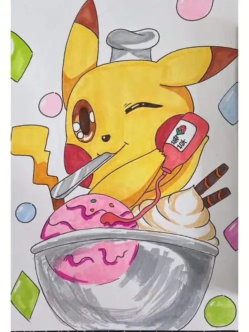 皮卡丘卡通画儿童创意画精灵宝可梦