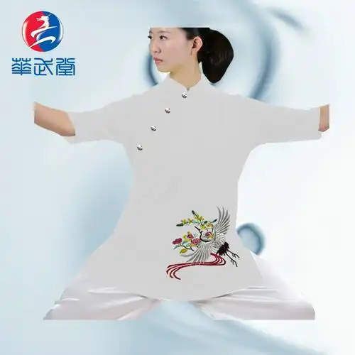 华武堂中国风刺绣速干中袖太极服太极t恤春秋夏季女款xxl团体定制