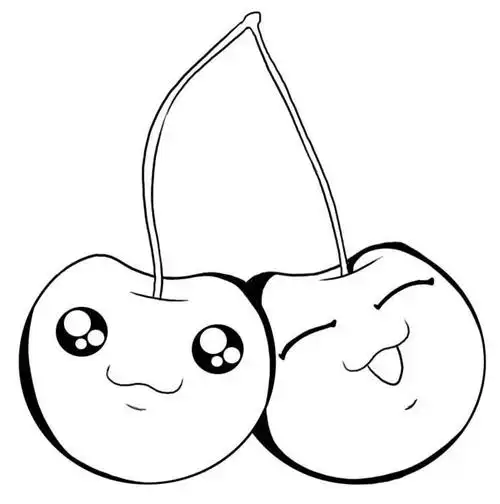 卡通樱桃水果简笔画步骤图片大全