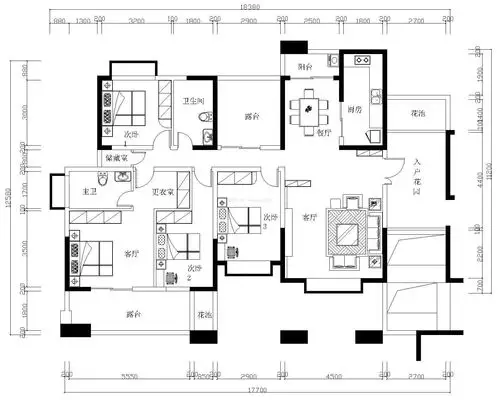 三室两厅最佳户型图