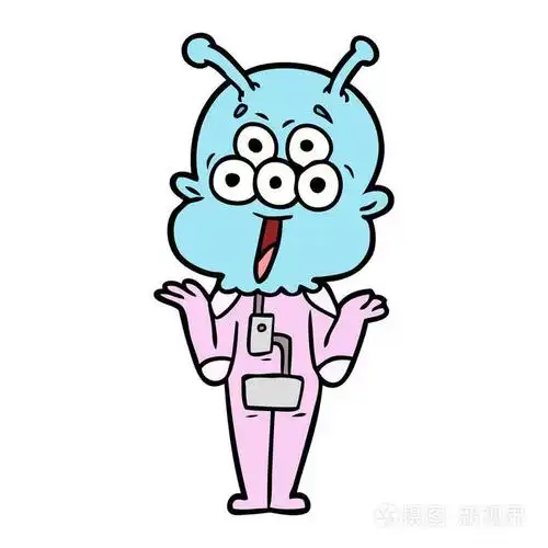 快乐卡通外星人耸耸肩插画-正版商用图片074mh5-摄图新视界