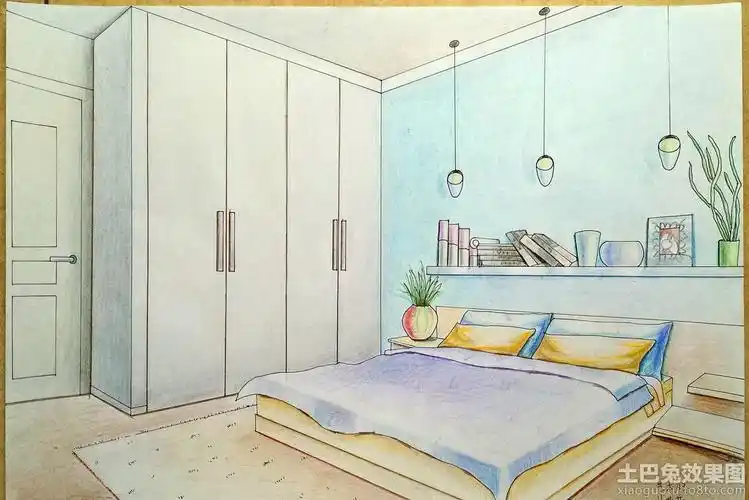 简单卧室手绘效果图设计图片赏析