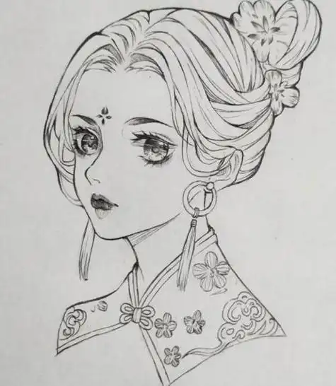 画古装素描简笔画美女头像图片古装侧身美女简笔画古代美女简笔画步骤