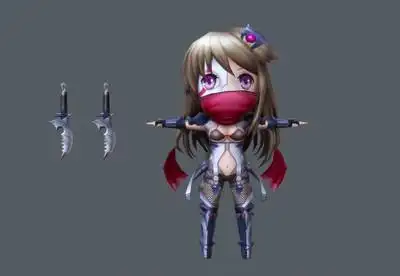 卡通q版蒙面女杀手   killer   刺客    手游 美少女  有动画预览图