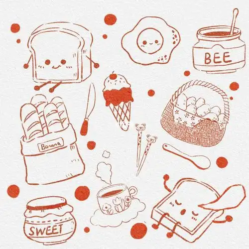 可爱的小面包～还有果酱,嘻嘻#ipad画画  #插画  #手作面包