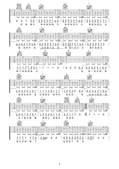 吉他谱敢爱敢做歌词《敢爱敢做》吉他谱由susanguitar用户搜集整理