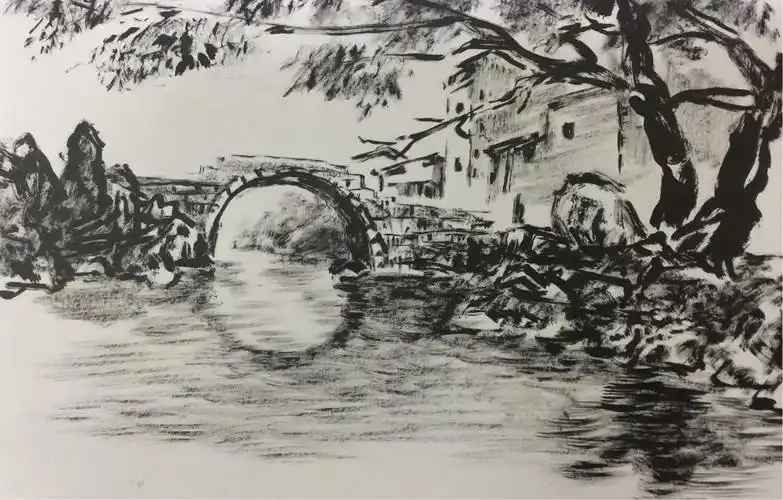 【我和广西黄姚古镇有个约会】冯俰锦在黄姚古镇用焦墨,钢笔写生小品