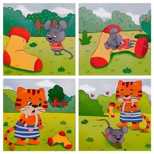 《奇怪的袜子》一只小老鼠在草地上发现了一只红色的袜子 小老鼠觉得