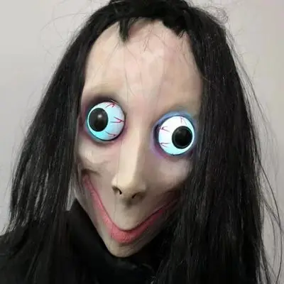万圣节成人恐怖恐怖酒吧电子鬼脸大眼momo女孩面具人皮头套