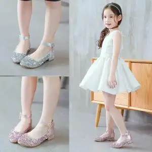 小孩穿的高跟皮鞋儿童公主水晶鞋女童2022秋季小女孩礼服演出单鞋