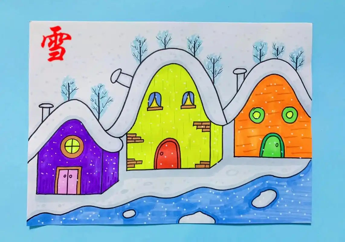 《雪》儿童马克笔简笔画.冬天到了,雪离我们还远吗?#创作灵感 - 抖音