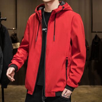 外套男士夹克春秋季新款连帽工装冲锋衣防水男装百搭外穿上衣服潮 lzh