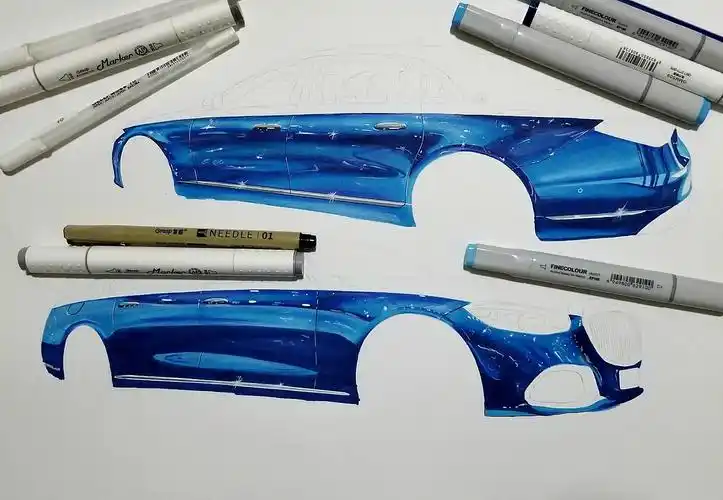 马克笔手绘 奔驰迈巴赫_班沙-站酷zcool