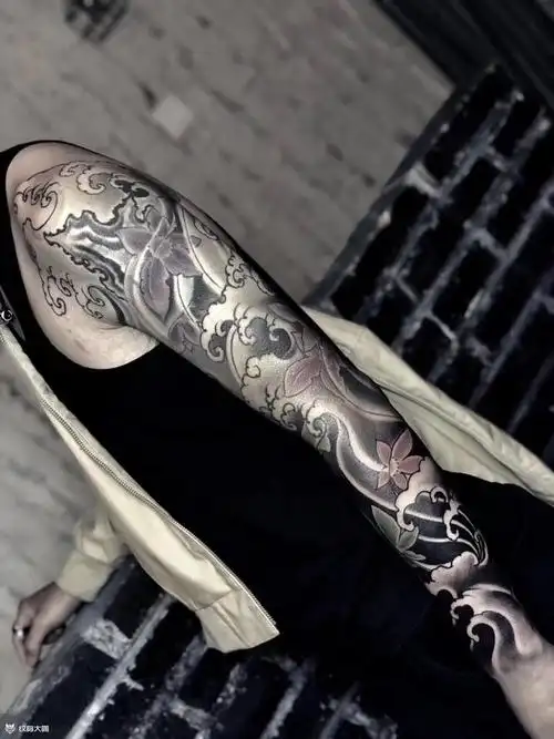 浪花臂_纹身图案手稿图片_啊闹的纹身作品集