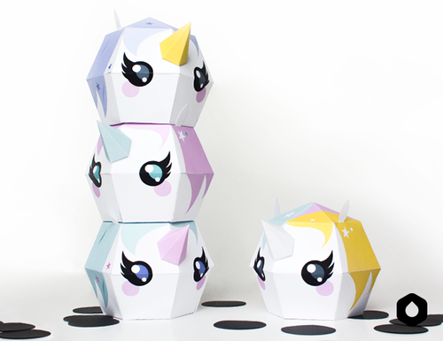 卡通独角兽玩偶公仔摆件立体纸模型diy手工制作儿童益智折纸玩具