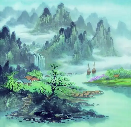 国画山水图片风景绘画山水国画水墨画水墨